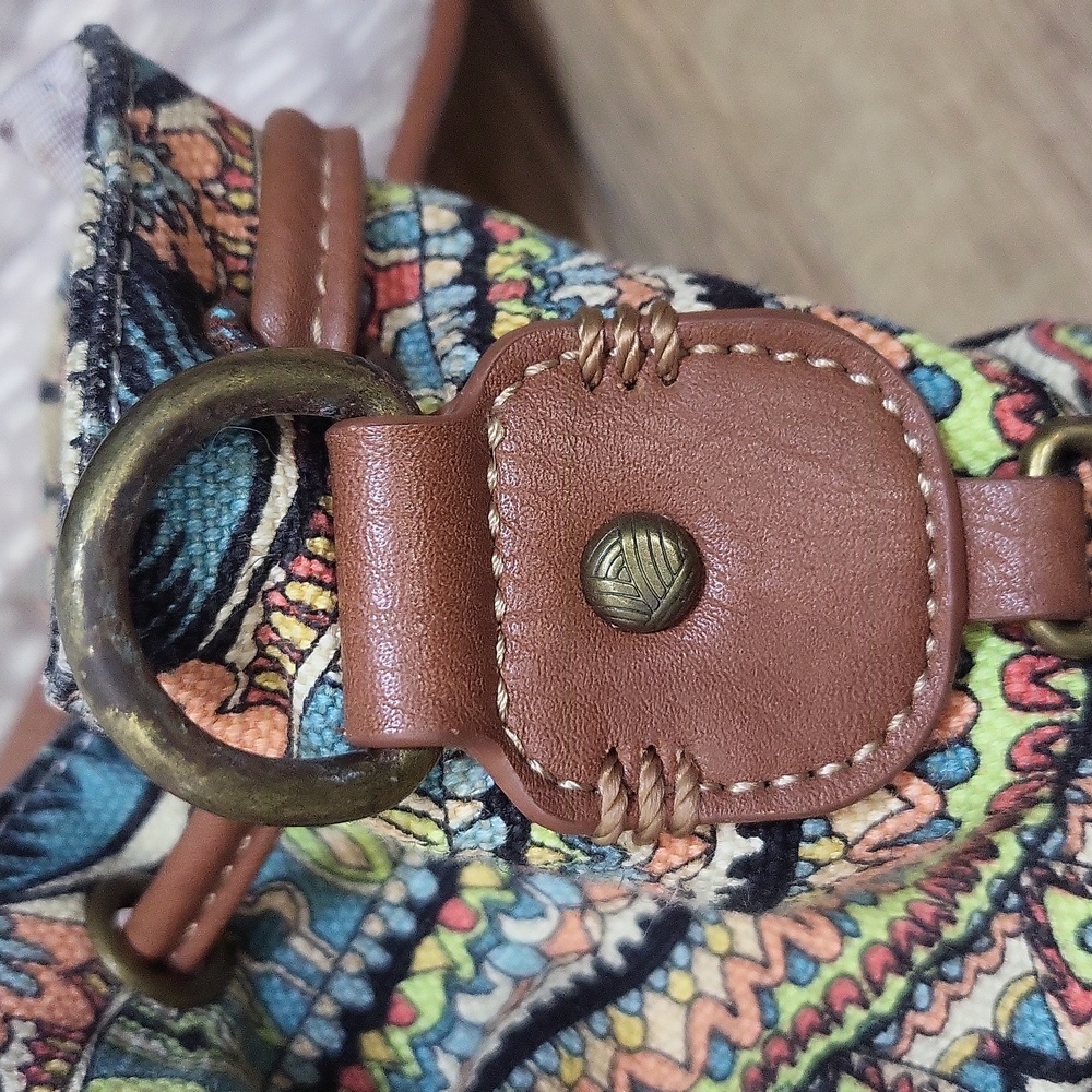 SAKROOT Blue Orange Boho Convertible Drawstrimg Backpack Elephant Tassel Key Fob - Picture 5 of 16